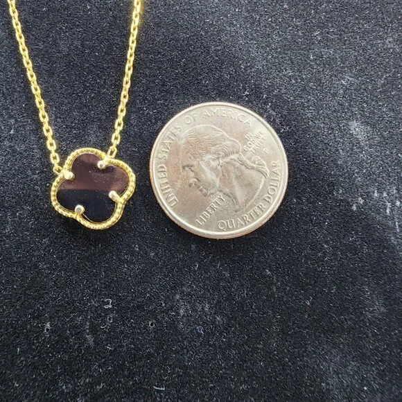 Luxury 925 Sterling Silver Black Clover Necklace – Timeless Lucky Charm - Picture 7 of 8